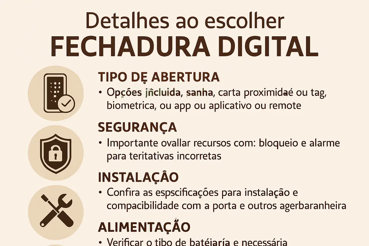 Fechadura digital moderna com mecanismo interno visível em porta de madeira